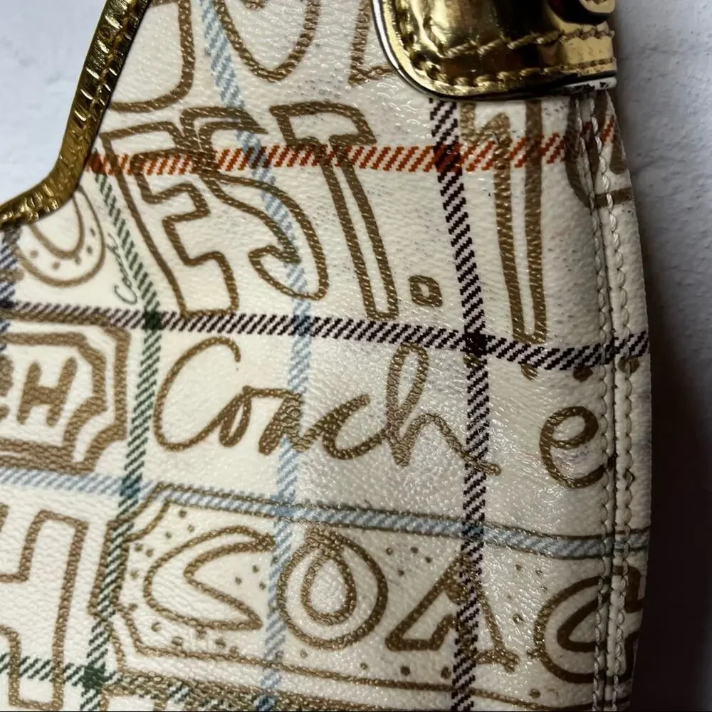 Coach Tattersole Graffiti Hobo Shoulder Bag Leather Beige Multicolor L0868-13309